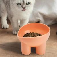Tazón De Gato De Plástico Con Protección De Cuello Y Boca Oblicua En Colores Macarón Estilo Pierna De Elefante Antideslizante Alta Cadera Para Mascotas - details 11