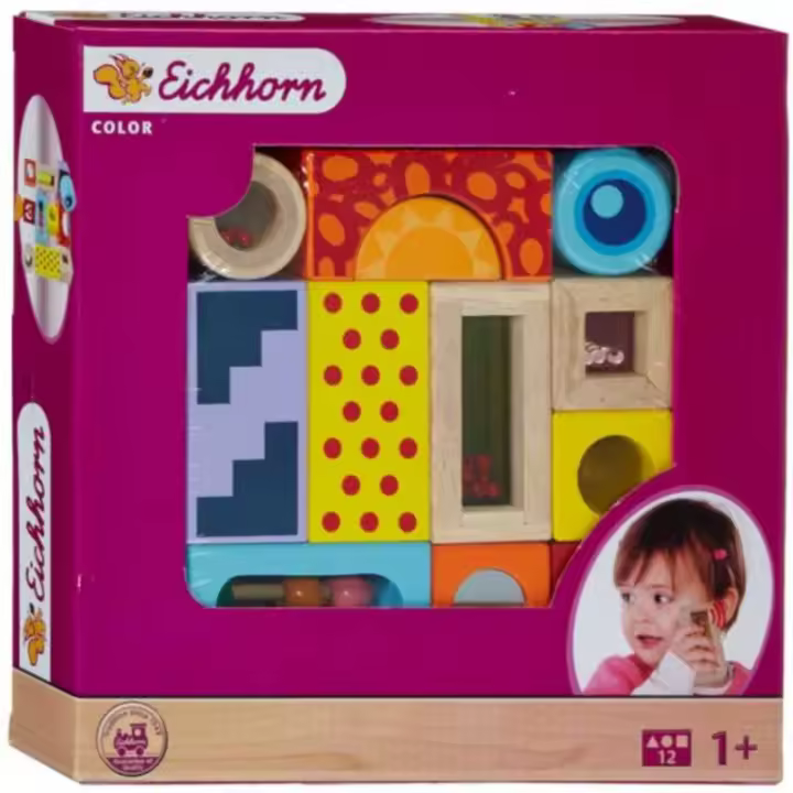Juego de Bloques de Colores Infantiles Madera Arquitectura Eichhorn - 1