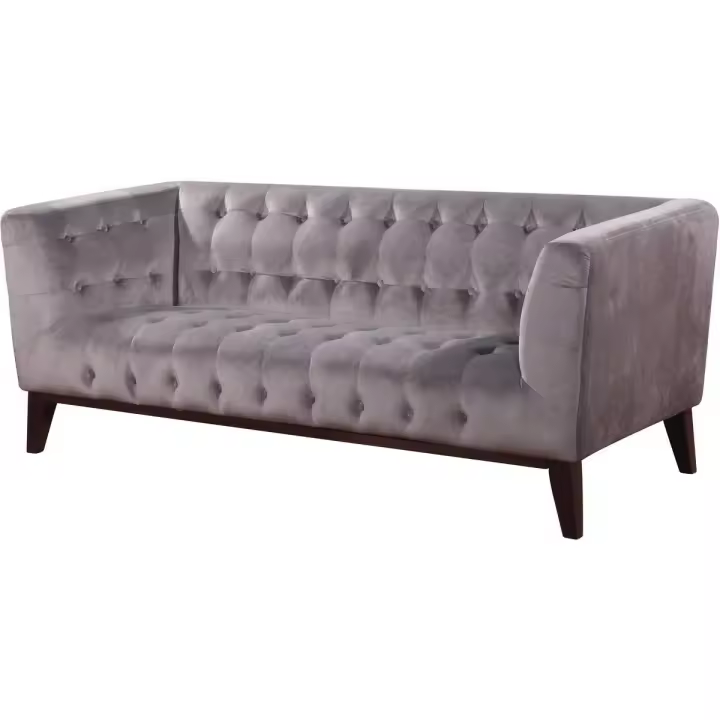 Sofá terciopelo "Vanessa" - Gris claro - 1