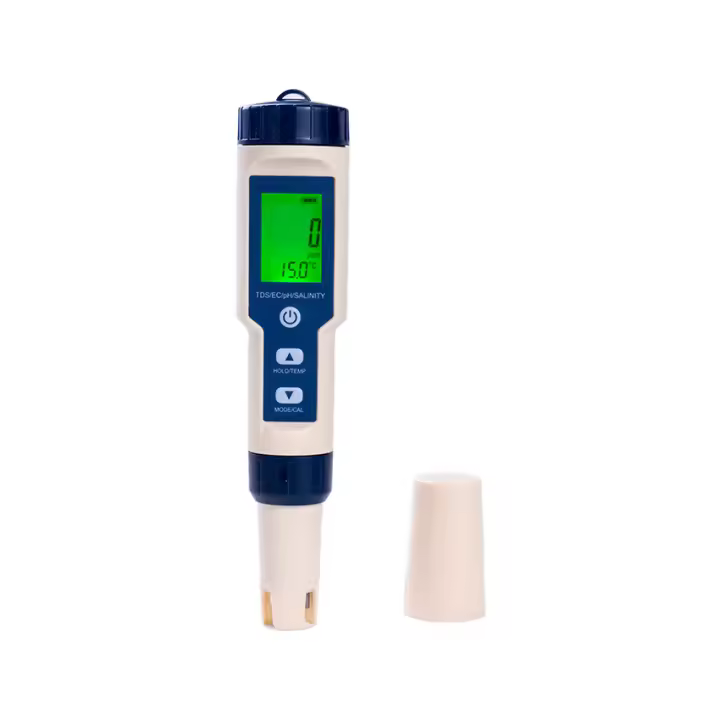 Medidor de pH electrónico 5 en 1 con TDS EC Salinidad Temperatura pH Probador multiparámetro Impermeable IP67 Medidor de pH de Agua de Alta precisión Compensación automática de temperatura Luz Nocturna - 1