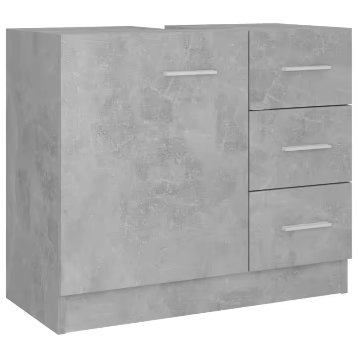 vidaXL Armario para lavabo contrachapada 63x30x54 cm en color Gris hormigón/Madera antigua/Blanco y más | almacenamiento funcional diseño moderno para baño dormitorio sala - 1