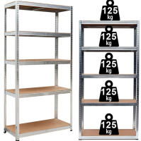 2 Estantería Modular de Acero Galvanizado y MDF Antihumedo 5 Baldos Ajustables Carga Máxima 875Kg 180*40*90cm  estante almacen casa  taller - details 3