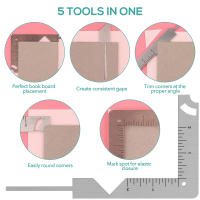 Herramienta De Cubierta De Libro 5-en-1 En Acero Inoxidable Para Marcado De Libros De Scrapbooking Regla Y Guía De Talla Para Cuaderno Y Álbum - details 2