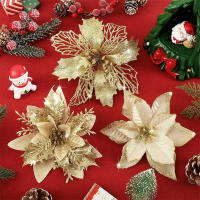8/16Pcs/set Flores De Navidad Con Brillo Decoraciones De Árbol De Navidad Para El Hogar Flores Artificiales Xmas Adornos Decoración De Año Nuevo - details 3