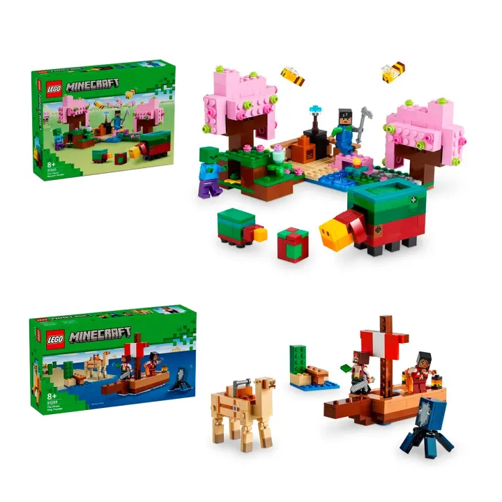 LEGO Minecraft El Jardín de Cerezos en Flor + LEGO Minecraft El Viaje en el Barco Pirata - 1