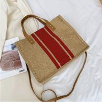 Bolso De Mano De Lona Simple Con Rayas Para Mujer Gran Capacidad Casual Bolso De Hombro Y Cruzado Con Asa Superior - details 4
