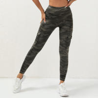 Pantalones De Yoga Con Impresión Digital Y Bolsillo Camiño Fitness Leggings Elásticos Slim Para Deporte De Mujer - details 6