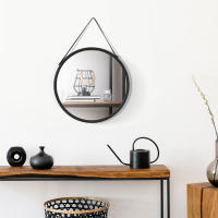 HOMCOM Espejo Decorativo de Pared 30x30 cm Espejo Redondo de Metal con Cuerda para Salón Dormitorio Entrada Estilo Moderno Blanco - details 5