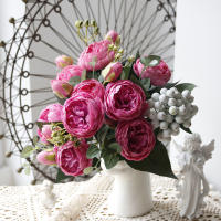 1 Rama De Púas De Seda En Blanco Para Decoración De Hogar Accesorios De Boda Fiesta DIY Pompones Rosas Artificiales Plantas Falsas Para Scrapbook - details 10