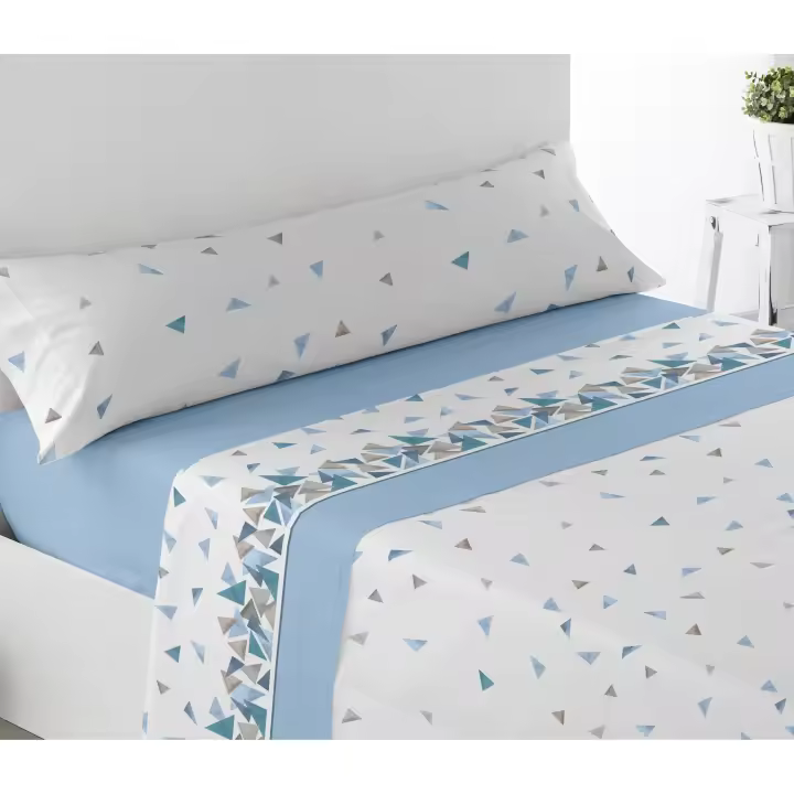 Juego de sábanas ligero, suave, fresco. Azul, Rosa, Gris, Verde. Juego de Cama 100% Microfibra tacto Satén. Cama de 90. Primavera, Verano. Dormitorio Elegante, Alegre, Colorido,Luz - 1
