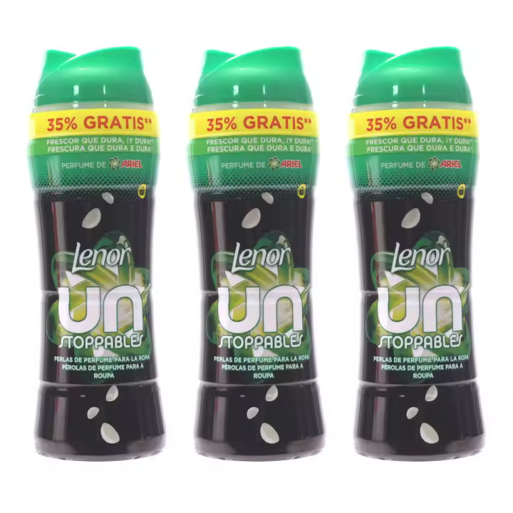Lenor  Pack de 3 botes perlas para la lavadora perfumadas UNSTOPPABLES suavizante ropa perlas perfume 3 botes x 270g - 1