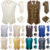 Chaleco De Seda Morado Para Hombre Con Pájaro Lírico Ajustado Cuello Alto Pañuelo Corbata Y Cufflinks Conjunto Vestimenta Sin Mangas Para Bodas Y Fiestas - details 12