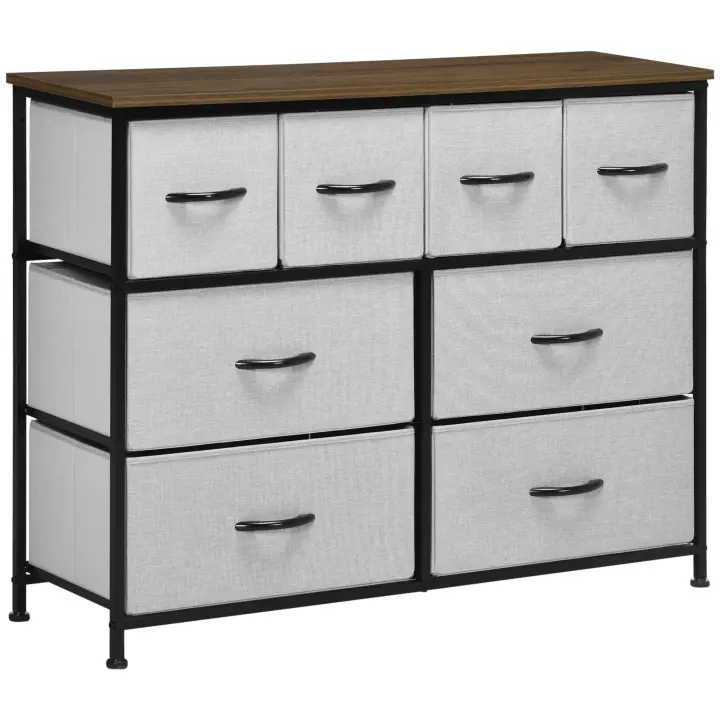 HOMCOM Cómoda Cajonera 8 Cajones Plegables en Tela 100 x 30 x 78,5 cm - 1