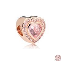 Encantador Charms De Forma Corazón Brillante En Plata De Ley 925 Con Zirconia Para Joyería DIY De Moda Para Mujeres Adecuado Para Pulseras Originales - details 1