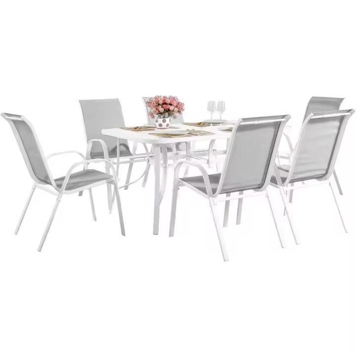 Conjunto De Jardín Mesa + 6 sillas de Textileno "Córdoba"  - Gris - 1