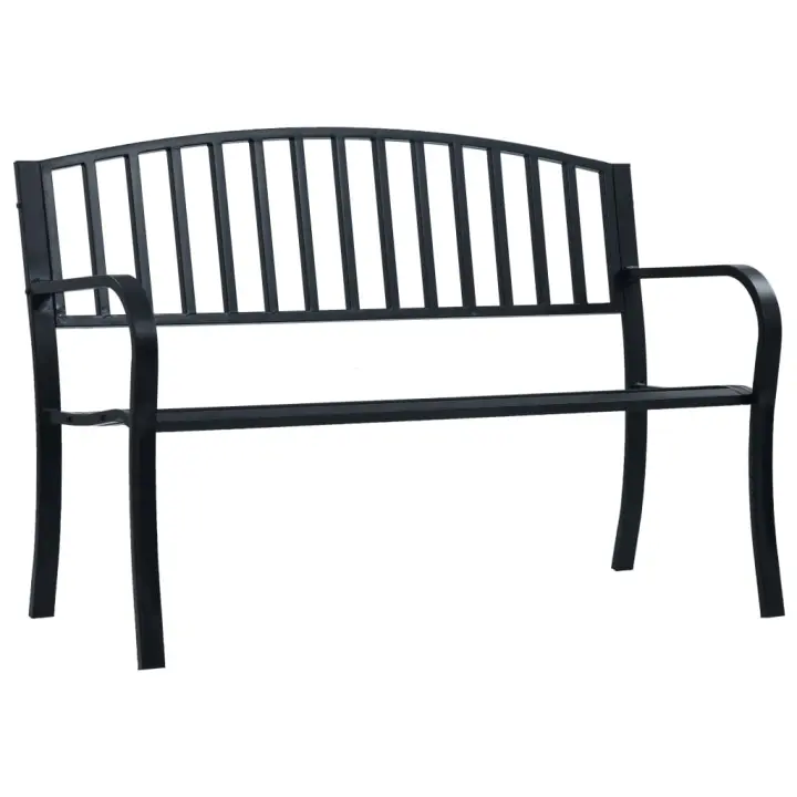 vidaXL Banco de jardín acero 120 cm en color Negro/Gris - 1
