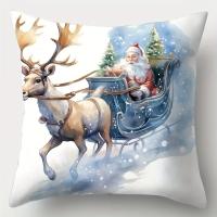 Juego De Cojines Navideños 1 Pieza Con Patrones De Reindeer Snowman Y Santa Claus Poliéster Suave 18 Pulgadas Para Decoración Del Sofá - details 4