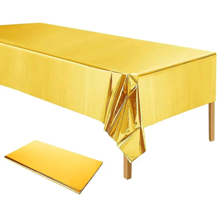 Mantel de plástico dorado - Decoración de mesa con lámina de oro metalizada - 1