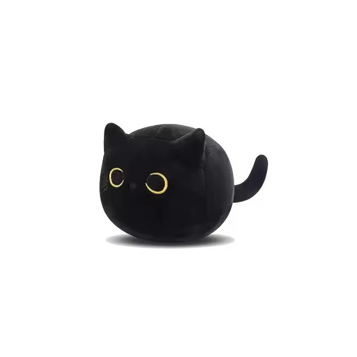 Gato De Peluche Negro Suave De 15cm/25cm Juguete Inflable Para Niños Decoración De Hogar Cojín De Descanso Creativo Regalo De Cumpleaños - 1