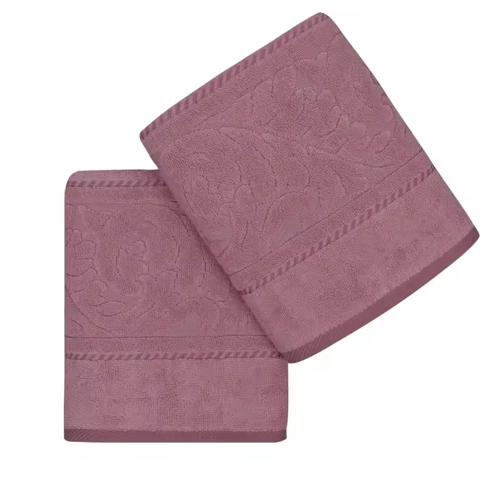 Wellhome Juego de Toallas de Mano 2 Piezas Rosa Palo 100% Algodón 560 Gr/m² - 1