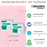 Gasas No Esteril TNT Plegada 7,5x7,5cm - Pack 200 Unidades, Gasa para Tatuaje, Belleza, Manicura, Maquillaje, limpieza Bebé, Desmaquillante, Mascota, Tiritas y Vendas. - details 1