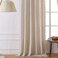 Cortinas De Lino Natural 84 Pulgadas Para Sala De Estar 1 Panel Semi Transparente Neutral Paisajista Rústico - details 3