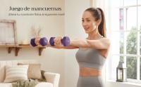 SONGMICS Juego de 2 mancuernas, mancuernas hexagonales, revestimiento de neopreno, entrenamiento de fuerza, entrenamiento, fitness, para casa, Violeta/Verde Lima/Azul Pálido - details 1