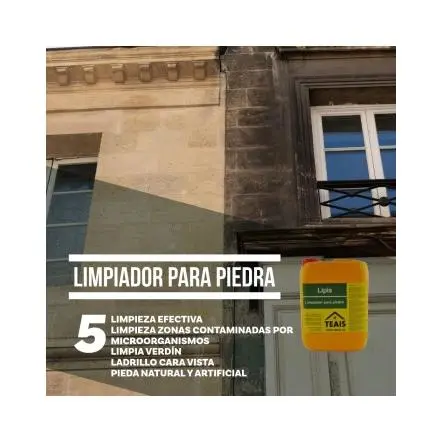 Lipis limpiador de piedra concentrado para eliminar verdín y suciedad en fachadas y piedras - 1