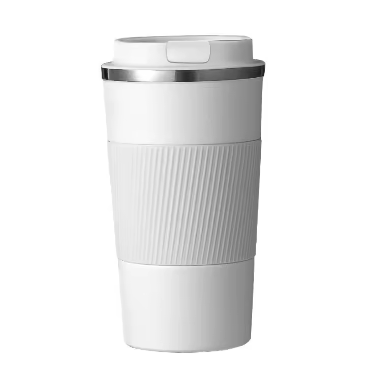 Café Antigoteo para Coche, Termo Café Hermético para Café Frío y Caliente, Leche y Te Taza de Café 380mL Blanca, Termo Cafe para Levar 304 Acero Inoxidable Reutilizables Thermal Vase - 1
