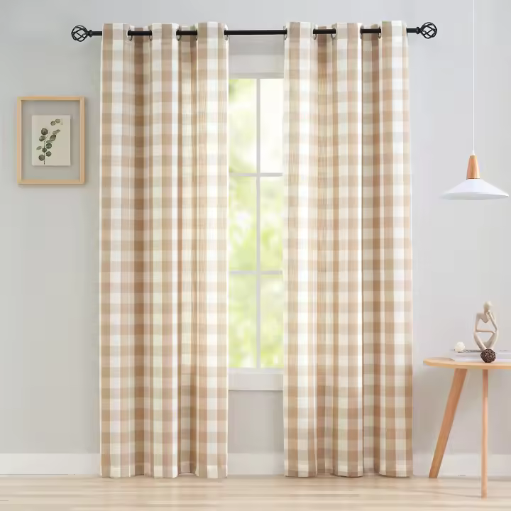 2pcs Cortinas Clásicas De Red Con Borlas Semi Blackout Para Sala De Estar Dormitorios Comedor Material De Poliéster Translúcida - 1