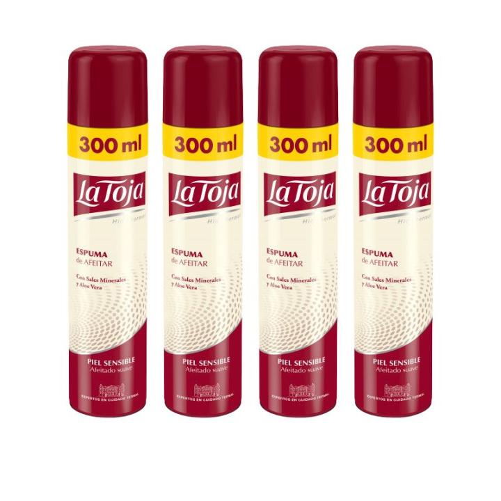 Pack de 4 La Toja Espumas de Afeitar Clásica 300 ml (1200 ml Total) con Sales Minerales y Pro-Vitamina B5 para un Afeitado Suave y Duradero