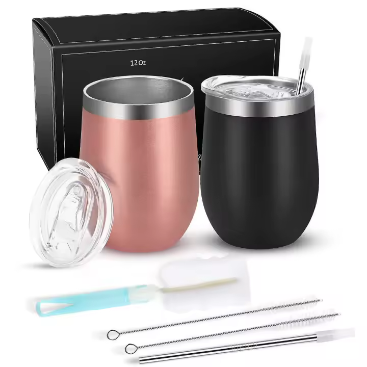Pack de 2 Copas de vino sin Tallo con tapas - 1
