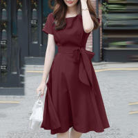 Vestido ZANZEA De Verano Para Mujer Con Manga Corta Estilo Casual Elegante A-Line Vestido De Fiesta Trabajo Sundress De Rodilla Largo Con Cinturón Decorativo - details 3