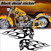 Pegatinas De Motocicleta Con Patrón De Calavera Y Llama Decoración Creativa Para Tanque De Combustible Y Cuerpo De Coche Impermeables Y Duraderas - details 0