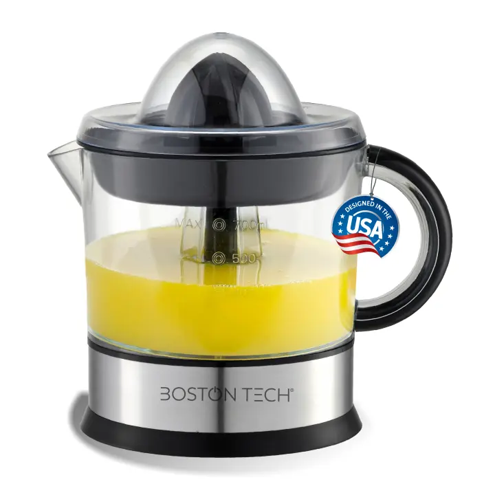 MasterJuicer: Exprimidor Eléctrico de Cítricos  700 ml, Doble Sentido de Giro, 40W  2 Conos, BPA Free, Antigoteo, cubierta antipolvo y Apto para Lavavajillas  Marca Española Eco-Friendly. Boston Tech - 1