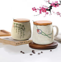 Taza De Café Cerámica Japonesa Retro De 350ml Con Tapa Y Cuchara Taza De Leche Para Desayuno Resistentes Al Calor Para El Hogar Vaso De Té Regalo - details 5