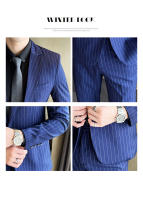 Traje De Moda Para Hombre Slim Fit Con Rayas Conjunto De Dos Piezas Casual Y Negocios Pantalones Y Chaqueta Para Primavera Y Otoño - details 11