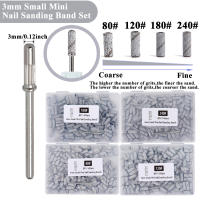 100PCS Bandas De Lijado Para Uñas Pequeñas 3mm Con 1Pcs Eje Metálico Para Eliminación De Gel Y Acrílico 80#120#180#240# - details 0