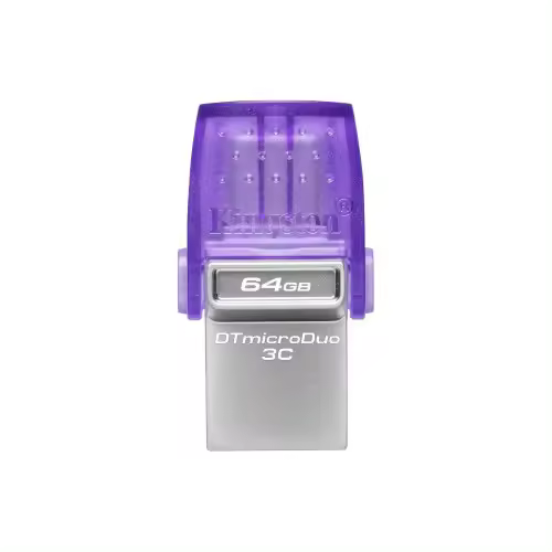 Kingston Technology DataTraveler microDuo 3C unidad flash USB 64 GB USB Type-A / USB Type-C 3.2 Gen 1 (3.1 Gen 1) Púrpura, Acero inoxidable - 1