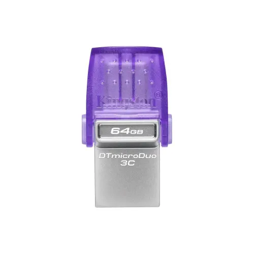Kingston Technology DataTraveler microDuo 3C unidad flash USB 64 GB USB Type-A / USB Type-C 3.2 Gen 1 (3.1 Gen 1) Púrpura, Acero inoxidable - 1
