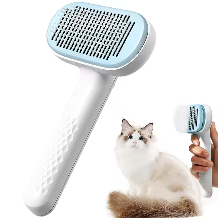 Verde Cepillo de Gato Cepillo de Aseo para Mascotas para Perros de Pelo Largo y Corto - Cepillo de Pelo de Perro para Cachorro Gatito Perro Masaje y Eliminación de Pieles Sueltas - Aguja de Goma Blanca - 1