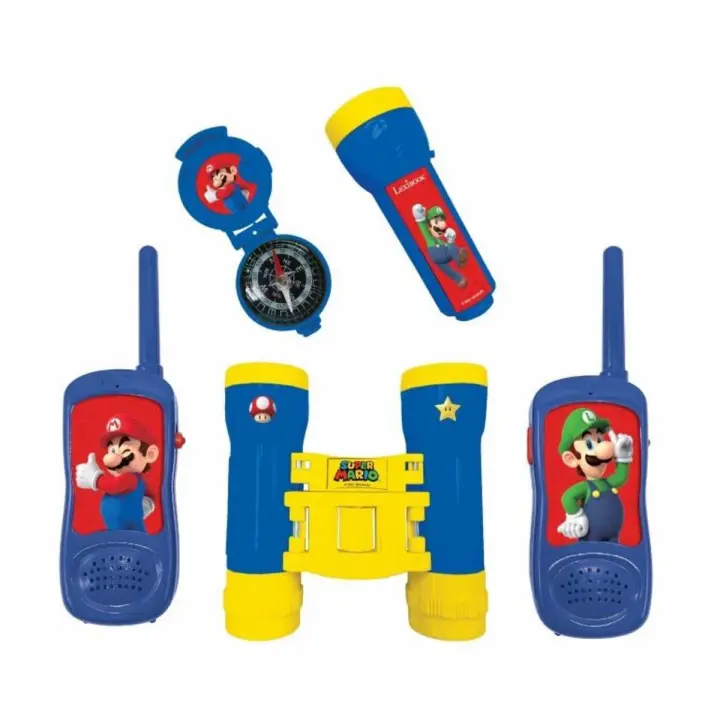 LEXIBOOK - Kit del aventurero con walkie talkies, rango 120m, Mario - 1