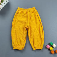 Pantalones Harem De Algodón Para Niños Y Niñas Estilo Casual Color Sólido Transpirables Verano Cierre Elástico Talla True Fit - details 3