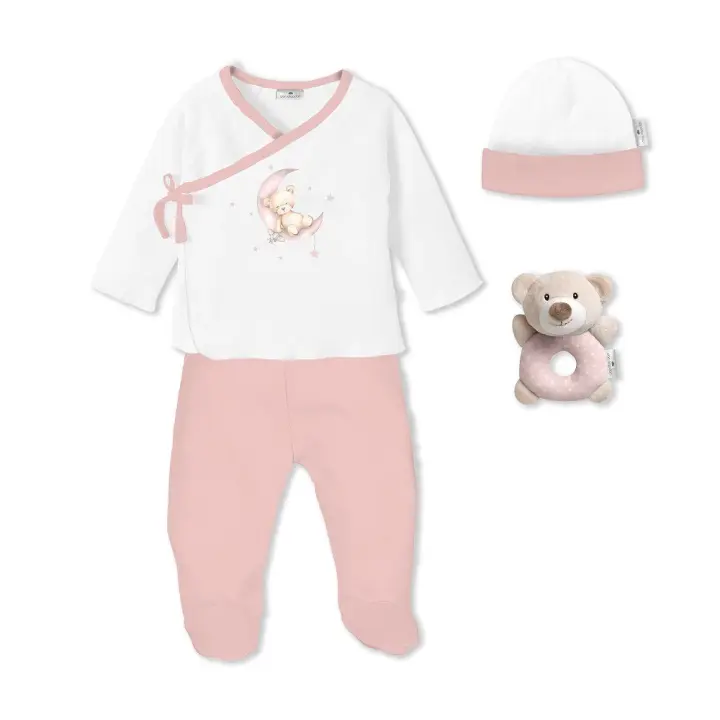 DON ALGODÓN SET PRIMERA PUESTA REGALO SONAJERO 4 PCS 100% ALG T 0-6M OSO - 1