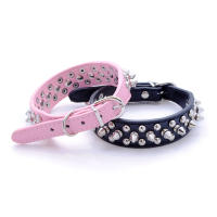 Collar De Cuero PU Para Perros Y Gatos Estilo Punk Con Punzón Y Tachuelas Collar De Ganchos Redondos Para Pequeños Animales - details 4