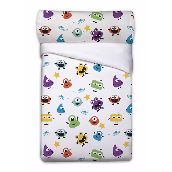 Juego de funda nórdica Pierre Cardin Monstruos Blanco Cama de 90 3 Piezas - 1