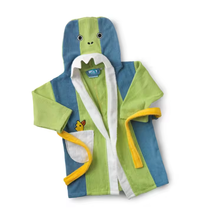QUALITY TOWELS. ALBORNOZ infantil unisex BORDADO con aplicaciones y con una divertida capucha. Tejido 100% algodón de 400 grs/m2. Disponible en diferentes tallas y modelos. Ideal para los más pequeños de la casa. - 1