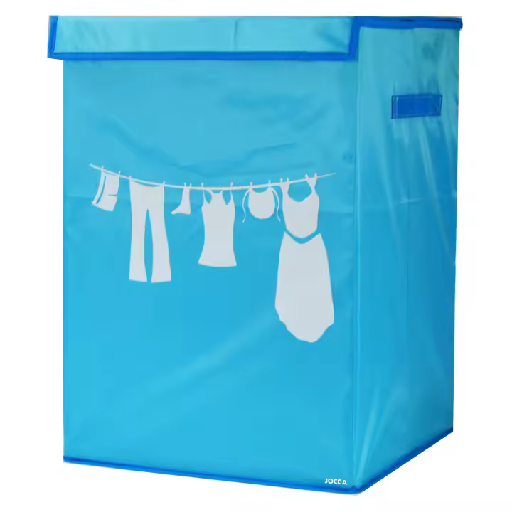 Cesto Jocca para la ropa sucia con tapa, desmontable y plegable en color azul o morado. Cajas de poliéster para la colada de fácil almacenaje con 50 cm de alto y 35 cm de ancho - 1
