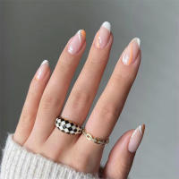 24Pcs Set Uñas Postizas De Acrílico Blancas Con Borde Ovaladas Adhesivas Fáciles De Usar Y Quitar Cubierta Total De Uñas - details 36