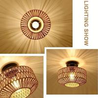 Lámpara Colgante De Tejido a Mano En Bambú Clásico Con Luz De Lustre Para Decoración De Habitaciones Y Salas De Estar Material De Hierro Y Acrílico Iluminación Diaria Sin Certificación Inteligente - details 1